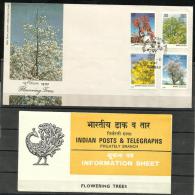 INDIA, 1981, FDC, Flowering Trees , Set 4 V,  With Folder, Bombay  Cancellation - Lettres & Documents