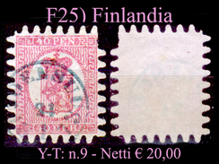 Finlandia-F025 -1866-70: Yvert & Tellier N. 9 (o) Used - Senza Difetti Occulti. - Gebraucht
