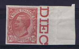 Italy: 1906  Sa 82 U  , MH/*  Sheetmargin - Mint/hinged