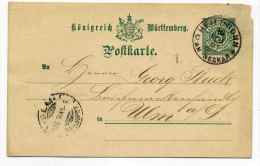 ENTIER POSTAL / POFTKARTE /  KONIGREICH WURTTEMBERG /  HELLBRONN  10 Fev 1891 - Postal  Stationery