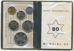 SPAIN , MUNDIAL SET 1982M , 6 COINS IN ORIGINAL FOLDER - Mint Sets & Proof Sets