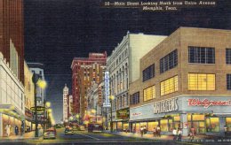 Memphis TN Main Street Old Postcard - Memphis