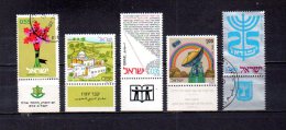 Israel   1972  .-   Y&T Nº    485 - 494 - 496 - 497 - 498 - Oblitérés (avec Tabs)