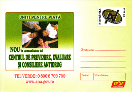 ANTIDRUGS PREVENTION CENTER ADVERTISING, COVER STATIONERY, ENTIERE POSTAUX, UNUSED, 2006, ROMANIA - Drugs