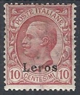 1912 EGEO LERO EFFIGIE 10 CENT MH * - RR11727 - Ägäis (Lero)