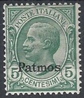 1912 EGEO PATMO EFFIGIE 5 CENT MH * - RR11728 - Egée (Patmo)