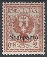 1912 EGEO SCARPANTO AQUILA 2 CENT MH * - RR11729 - Aegean (Scarpanto)
