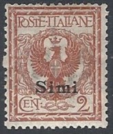 1912 EGEO SIMI AQUILA 2 CENT MH * - RR11729 - Egeo (Simi)