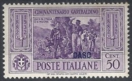 1932 EGEO CASO GARIBALDI 50 CENT MH * - RR11742 - Aegean (Caso)