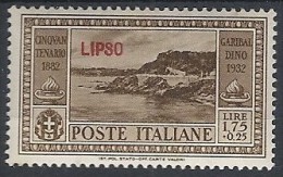 1932 EGEO LIPSO GARIBALDI 1,75 LIRE MH * - RR11742 - Egée (Lipso)