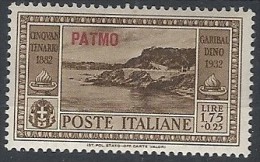 1932 EGEO PATMO GARIBALDI 1,75 LIRE MH * - RR11743 - Egeo (Patmo)