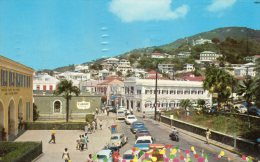 St Thomas VI Main Street Cars Old Postcard - Virgin Islands, US