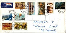 GRAPES, MAP, BIULDING, ANCIENT CAVE DRAWINGS STAMPS ON AIRMAIL COVER, SENT TO ROMANIA, 1993, SOUTH AFRICA - Briefe U. Dokumente