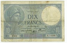 10 Francs Minerve, Fayette 7/10, état TTB - 10 F 1916-1942 ''Minerve''