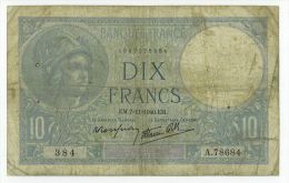 10 Francs Minerve, Fayette 7/19, état TB/TTB - 10 F 1916-1942 ''Minerve''