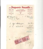 Facture Droguerie Nouvelle 11, Rue Des Mignons à Châtellerault (86) Du 01/12/1947 - Drogisterij & Parfum