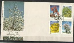 INDIA, 1981, FDC, Flowering Trees , Set 4 V, Bombay  Cancellation - Lettres & Documents