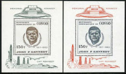 Congo #591-92 Mint Never Hinged John F. Kennedy Souvenir Sheets From 1966 - Ongebruikt