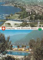 Cp , SUISSE , VILLENEUVE , Lac Léman - Camping "Les Horizons Bleus" , Multi-Vues - Villeneuve