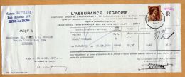 Reçu 427 Mons Assurance Liègeoise - Covers & Documents