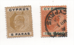 Fra404 Cipro, Cyprus, 1904-08 Re King Roi Edward, Eduardo, Edoardo VII, D:14 N.44 E N.45, 5 Paras, 10 Paras - Gebraucht