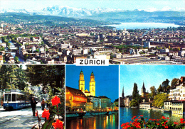 TRAM, TRAMWAYS, ZURICH VIEWS- SWITZERLAND,  POSTCARD, ROMANIA - Tram