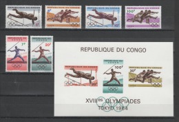 (S0221) CONGO (KINSHASA), 1964 (Summer Olympic Games, Tokyo). Complete Set + Souvenir Sheet. Mi ## 169-174, B5. MNH** - Neufs