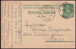 Yugoslavia 1949, Postal Stationery Nadalj To Mol - Briefe U. Dokumente