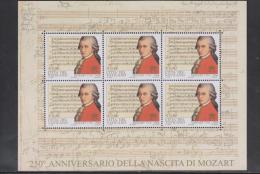 G)2006 VATICAN, 250TH BIRTH ANNIVERSARY OF MOZART, MOZART-SCORES, S/S, MNH - Unused Stamps