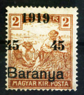 YUGOSLAVIA - UNGARN - CROATIA - BARANYA - ERROR  - YEAR ABOVE - I Typ Ovpt. - *MLH. - 1919 - RARE - Ongebruikt