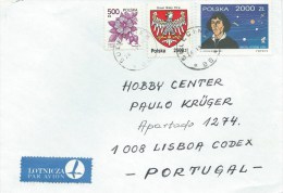 Timbres - Stamps - Lettre Recommandée De La Pologne Au Portugal  - Timbre De Copernico E Deux Autres Différents - Astrologie