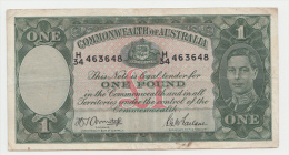 AUSTRALIA 1 Pound 1942 VF+ P 26b  26 B - Emissioni Seconda Guerra Mondiale