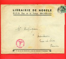 BANDE JOURNAL 1941 BRUXELLES BELGIQUE A MAINTENON FRANCE CENSURE ALLEMANDE LIBRAIRIE DE NOBELE RUE DE LA TULIPE IMPRIME - Guerra 40 – 45 (Cartas & Documentos)