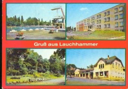Gruss Aus Lauchhammer Schwimmbad Plattenbau Schule Geschäft 1986 - Lauchhammer