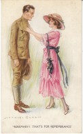Archie Gunn WWI Series 'Rosemary! That's For Remembrance' Soldier With Woman Romance, C1910s Vintage Postcard - Gunn