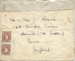 1940's Envelope Nigeria To England Pair 1 1/2d On Front Block Of 6 X 1 1/2d On Rear Both Side Shown - Nigeria (...-1960)
