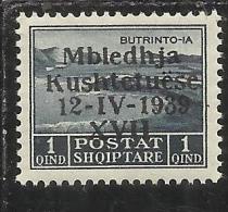 ALBANIA 1939 ASSEMBLEA COSTITUENTE 1 Q MNH - Albanië