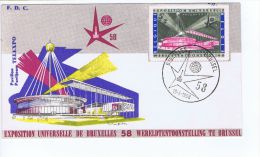 FDC, Belgigue Exposition Universelle 1958, N° 6 Pavillon Telexpo - 1951-1960