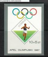 POLAND 1967 OLYMPIC SPORTS APPEAL MINIATURE SHEET NHM Running Athletics - Ongebruikt