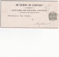 INTERO POSTALE DEL MUNICIPIO DI COPPARO - FERRARA SPEDITO NEL 1881 AL SINDACO DI MIGLIARO CON ANNULLO MIGLIARO - Ganzsachen