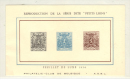 BELGIQUE, EMISSION DE 1866/7, 23/5 NON DENTELE SUR FEUILLET DE LUXE 1954.  (3FT28) - Feuillets De Luxe [LX]