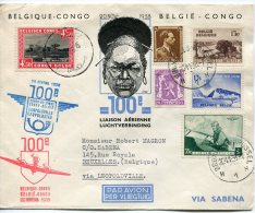 Congo Belge     100ème Liaison Aérienne Congo-Belgique Par La Sabena - Cartas & Documentos