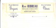 Facture Vierge René Ribreau à Jaunay-Clan (86) Platerie Peinture Droguerie Vitrerie Des Années 1950 - Drogisterij & Parfum
