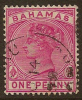 BAHAMAS 1884 1d Carmine-rose QV SG 48 U YQ218 - 1859-1963 Crown Colony