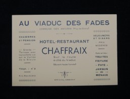 ( Puy-de-Dôme) AU VIADUC DES FADES HOTEL-RESTAURANT CHAFFRAIX  ( Les Ancizes-Comps )1930 - Sports & Tourism