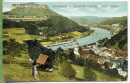 Lilienstein U. Stadt Königstein. Sächs. Schweiz Um 1900/1910,  Verlag:  Hermann Poy,  Dresden, POSTKARTE Mit Frankatur - Bastei (sächs. Schweiz)