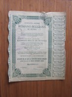 Bucarest Février 1908 ROMANAO BELGIANA  Belge De Pétrole TITRE-ACTION 200 Lei Au Porteur - Aardolie