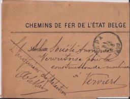 BELGIQUE :  1892:Bandelette Pour Journaux:CHEMIN DE FER DE L'ETAT BELGE.Oblit.SPA 1892.envoyée à Verviers. - Otros & Sin Clasificación