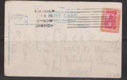 Jamaica 1926 Picture Post Card Used Kingston To USA , 1d Arawak Woman Adhesive - Jamaica (...-1961)