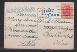 Jamaica 1925 Cuba Scene Picture Post Card Used Kingston To USA , 1d Arawak Woman Adhesive - Jamaica (...-1961)